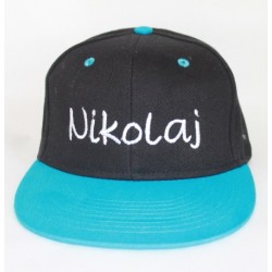 Sort / tyrkis Junior Snapback cap med navn på